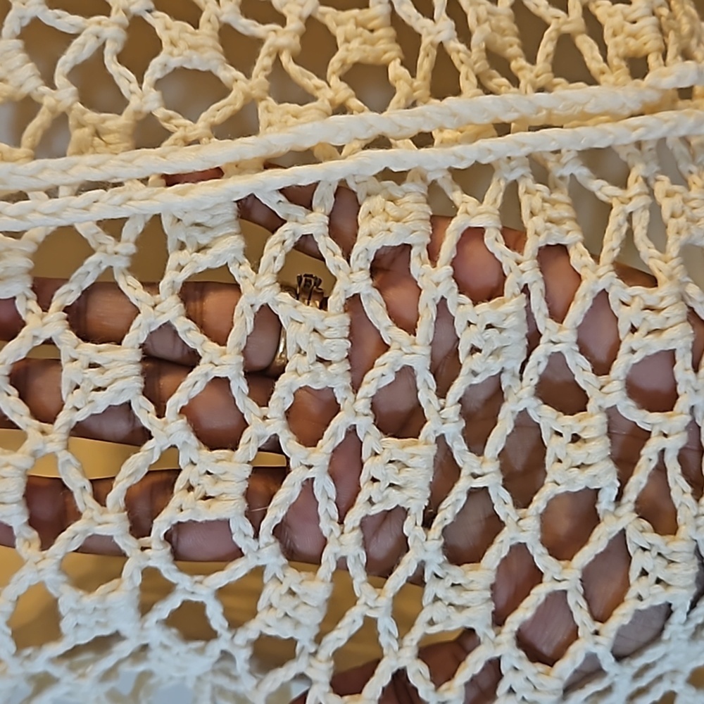Hand Crafted Crochet Crop-Top Handmade Fishnet Swim Design Cream Summer Layer OS - Picture 17 of 17